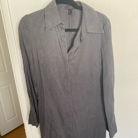 COS long  sleeve shirt dress in Charcoal Grey SZ 10(38”B)/ runs small - Picture 1 of 11